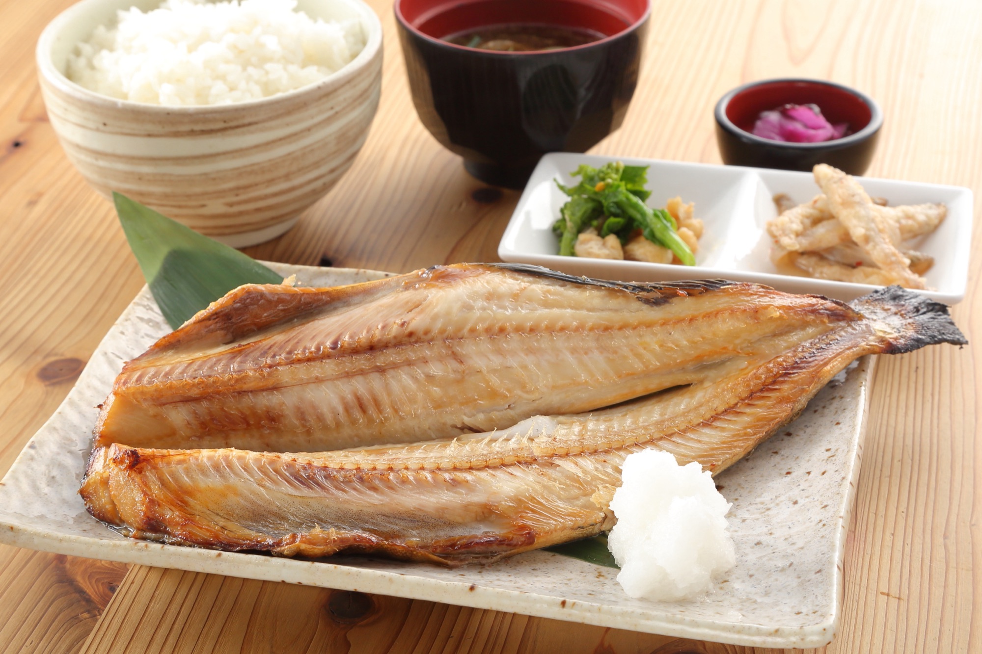 縞ほっけ塩焼き定食 1,280円 ごはん・味噌汁・小鉢付き